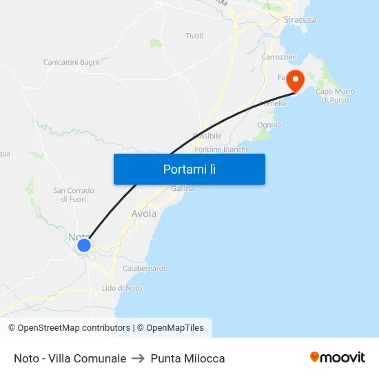Noto - Villa Comunale to Punta Milocca map