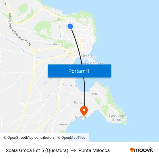 Scala Greca Est 5 (Questura) to Punta Milocca map