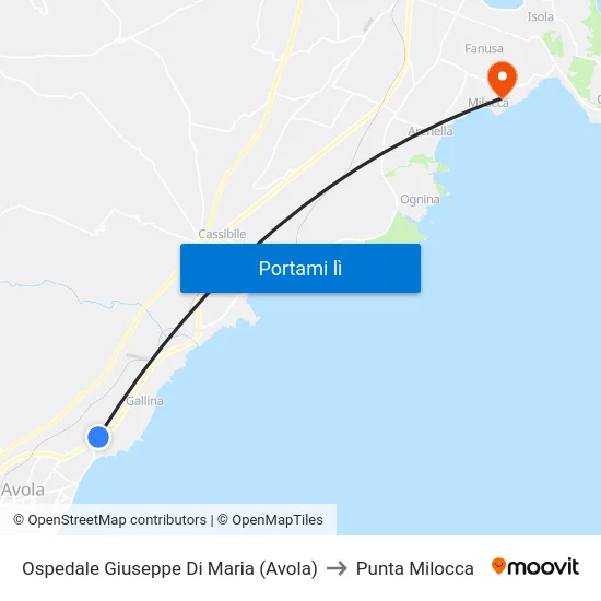 Ospedale Giuseppe Di Maria (Avola) to Punta Milocca map