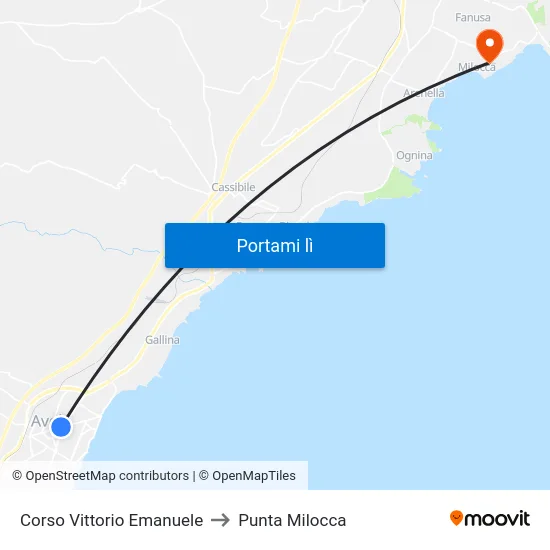 Corso Vittorio Emanuele to Punta Milocca map