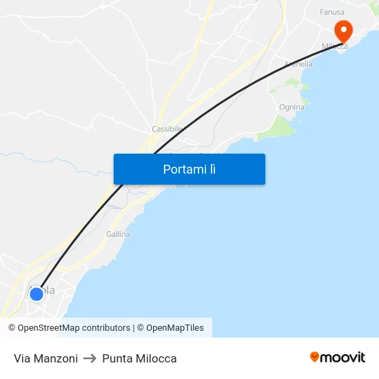 Via Manzoni to Punta Milocca map