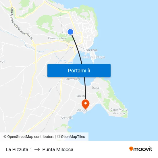 La Pizzuta 1 to Punta Milocca map