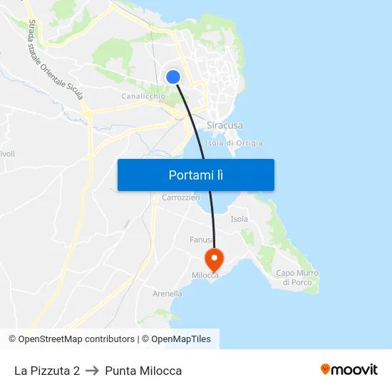 La Pizzuta 2 to Punta Milocca map