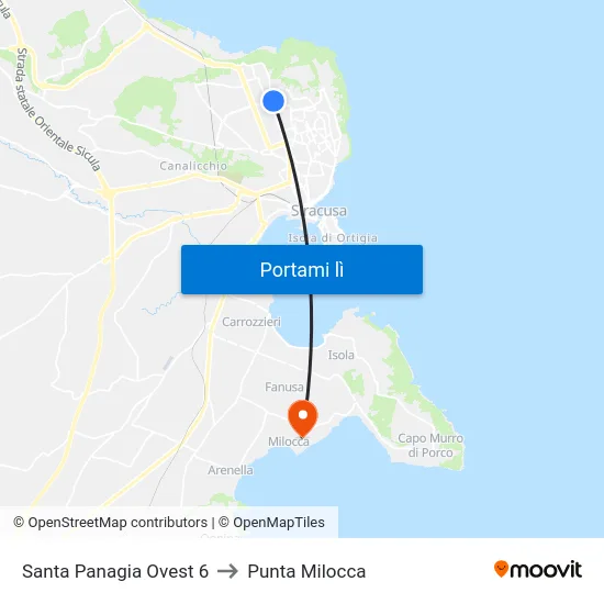 Santa Panagia Ovest 6 to Punta Milocca map