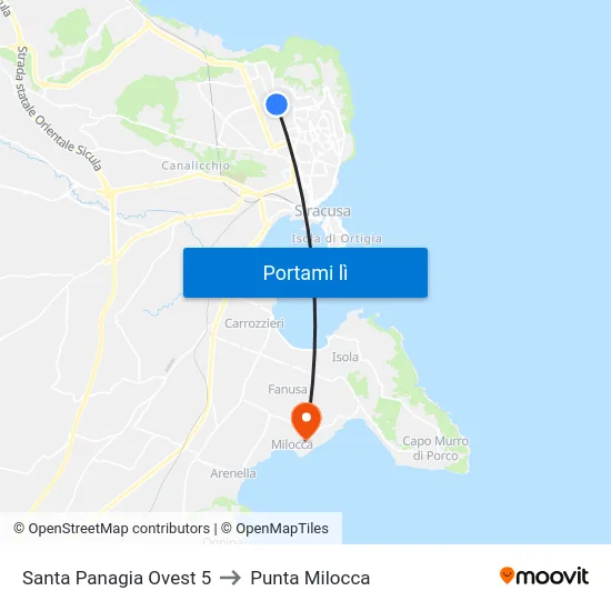 Santa Panagia Ovest 5 to Punta Milocca map