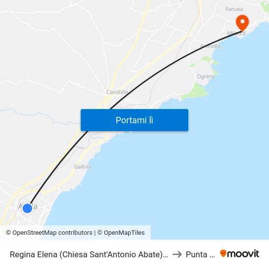 Regina Elena (Chiesa Sant'Antonio Abate) (Fermata Non Segnalata) (Avola) to Punta Milocca map