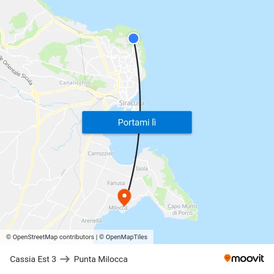 Cassia Est 3 to Punta Milocca map