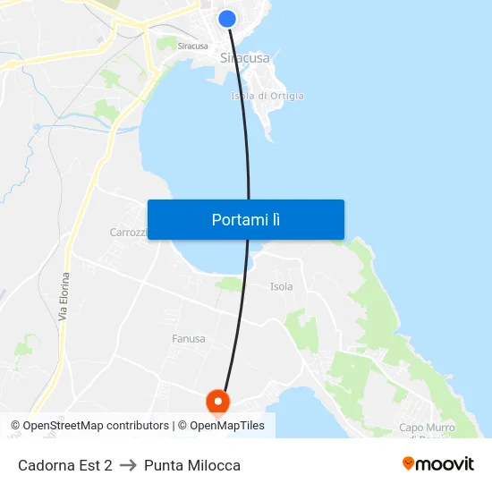 Cadorna Est 2 to Punta Milocca map