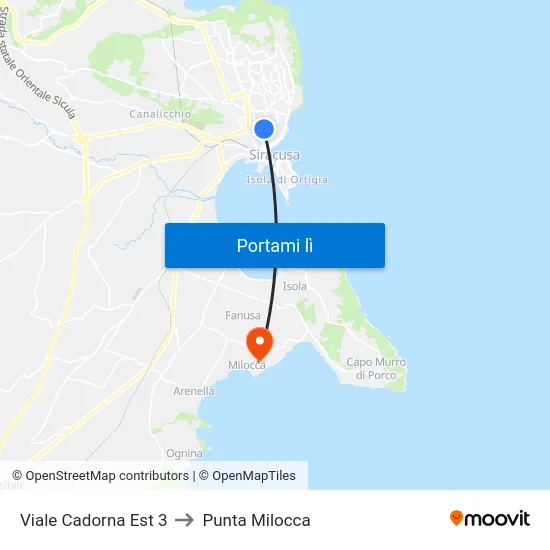 Viale Cadorna Est 3 to Punta Milocca map