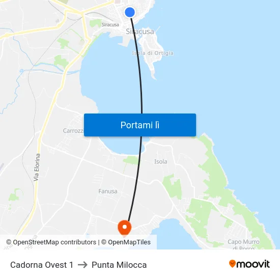 Cadorna Ovest 1 to Punta Milocca map