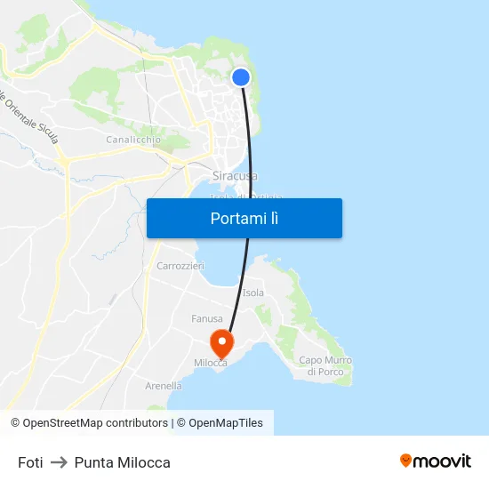 Foti to Punta Milocca map