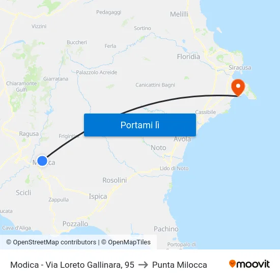 Modica - Via Loreto Gallinara, 95 to Punta Milocca map
