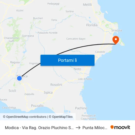 Modica - Via Rag. Orazio Pluchino Snc to Punta Milocca map