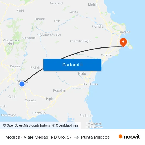 Modica - Viale Medaglie D'Oro, 57 to Punta Milocca map
