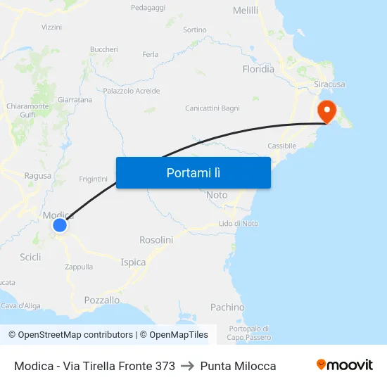 Modica - Via Tirella Fronte 373 to Punta Milocca map