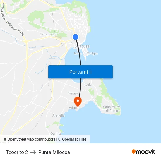 Teocrito 2 to Punta Milocca map