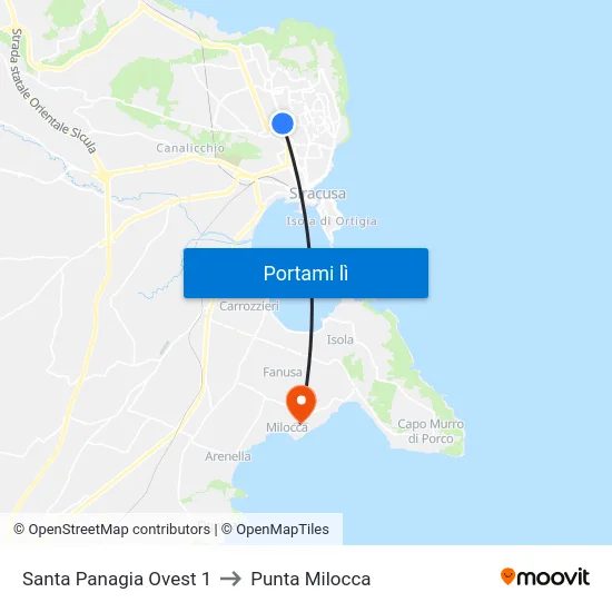 Santa Panagia Ovest 1 to Punta Milocca map