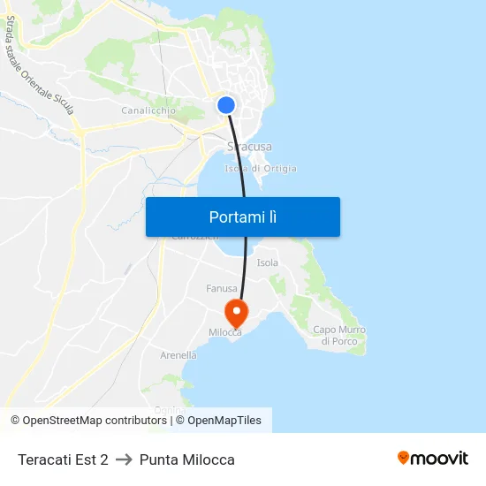 Teracati Est 2 to Punta Milocca map