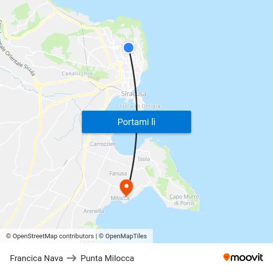 Francica Nava to Punta Milocca map