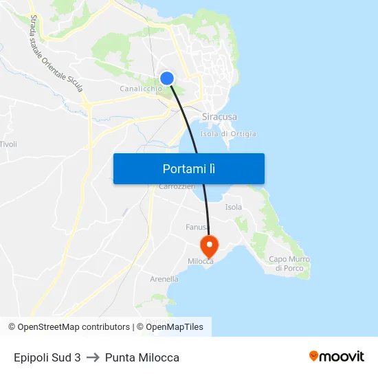 Epipoli Sud 3 to Punta Milocca map