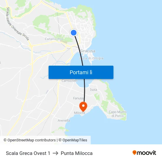 Scala Greca Ovest 1 to Punta Milocca map