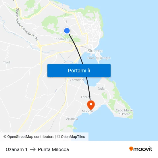 Ozanam 1 to Punta Milocca map