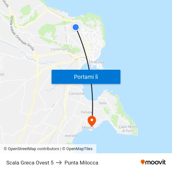 Scala Greca Ovest 5 to Punta Milocca map