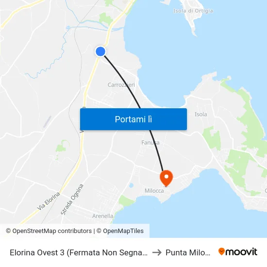 Elorina Ovest 3 (Fermata Non Segnalata) to Punta Milocca map