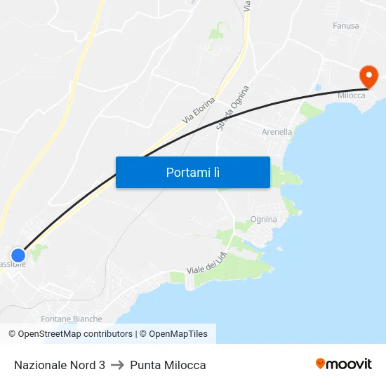 Nazionale Nord 3 to Punta Milocca map