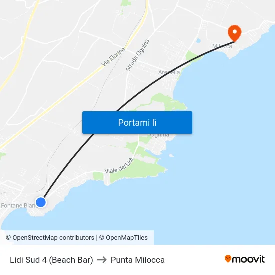 Lidi Sud 4 (Beach Bar) to Punta Milocca map