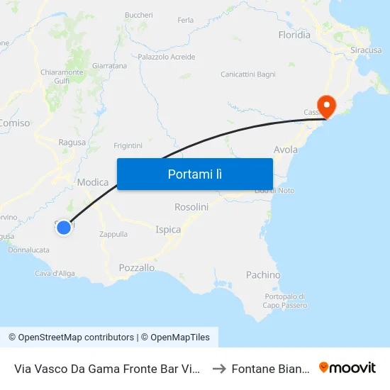 Via Vasco Da Gama Fronte Bar Vindigni to Fontane Bianche map