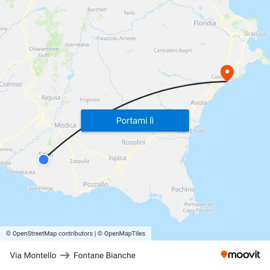 Via Montello to Fontane Bianche map