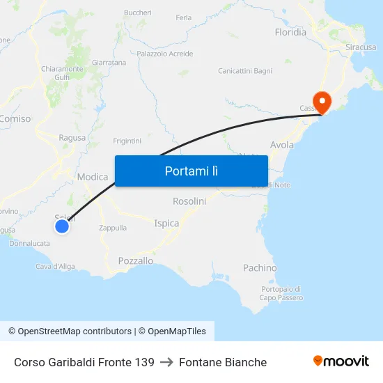 Corso Garibaldi Fronte 139 to Fontane Bianche map