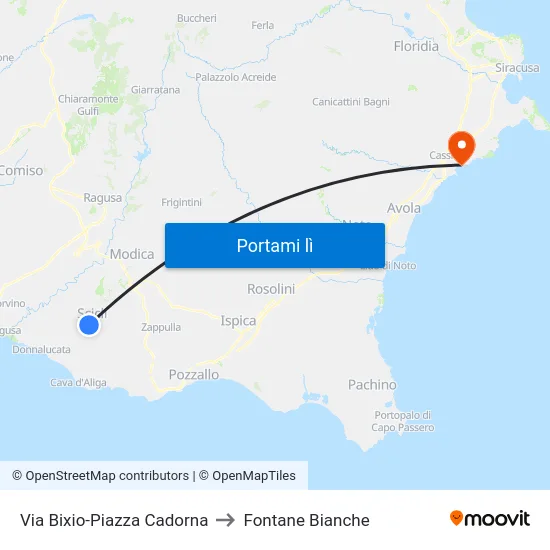 Via Bixio-Piazza Cadorna to Fontane Bianche map