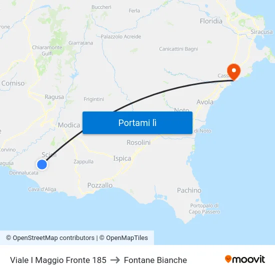 Viale I Maggio Fronte 185 to Fontane Bianche map