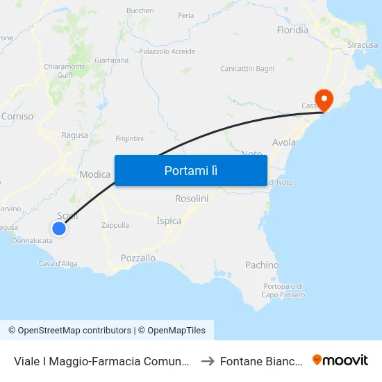 Viale I Maggio-Farmacia Comunale to Fontane Bianche map