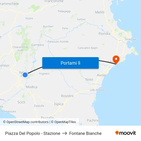 Piazza Del Popolo - Stazione to Fontane Bianche map
