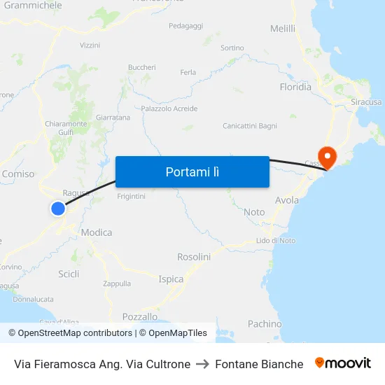 Via Fieramosca Ang. Via Cultrone to Fontane Bianche map