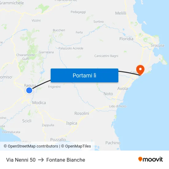 Via Nenni 50 to Fontane Bianche map