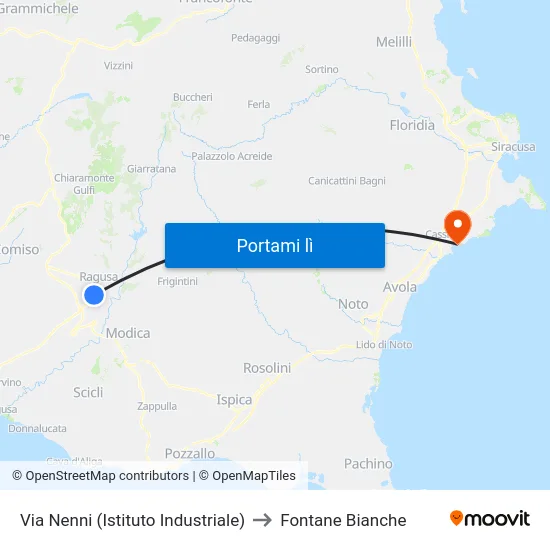 Via Nenni (Istituto Industriale) to Fontane Bianche map