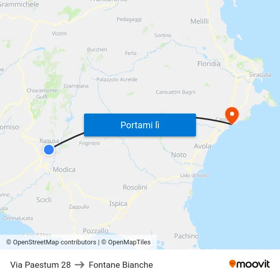 Via Paestum 28 to Fontane Bianche map