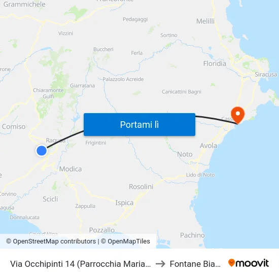 Via Occhipinti 14 (Parrocchia Maria Regina) to Fontane Bianche map