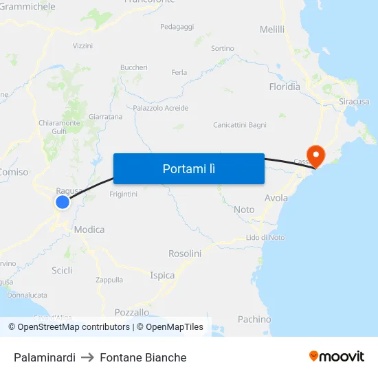 Palaminardi to Fontane Bianche map