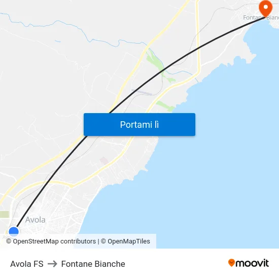 Avola FS to Fontane Bianche map