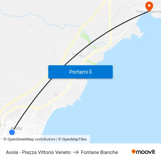 Avola - Piazza Vittorio Veneto to Fontane Bianche map
