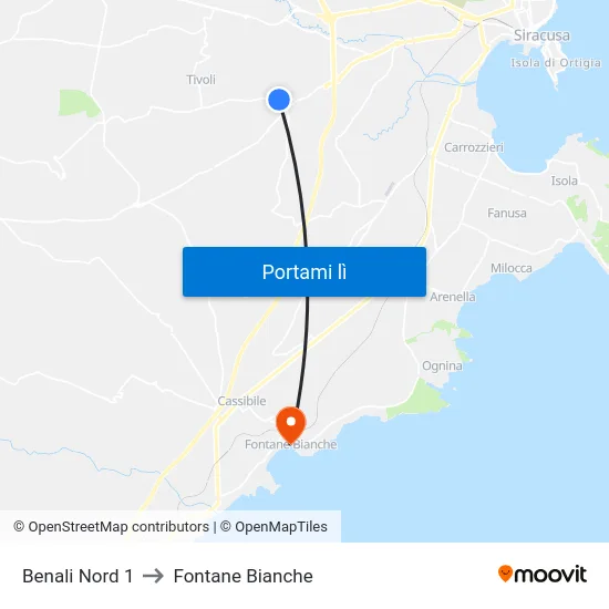 Benali Nord 1 to Fontane Bianche map