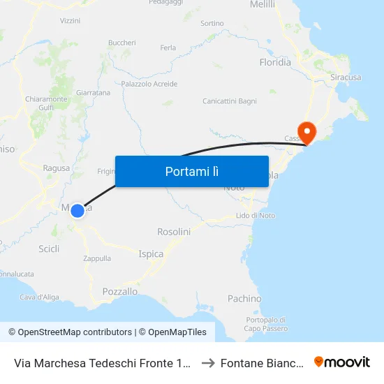 Via Marchesa Tedeschi Fronte 107 to Fontane Bianche map