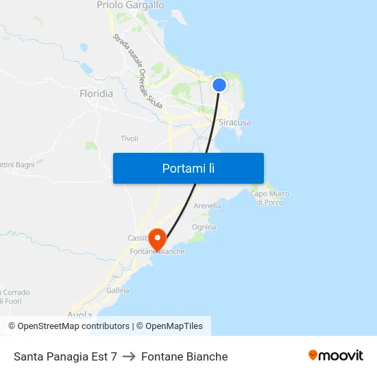 Santa Panagia Est 7 to Fontane Bianche map