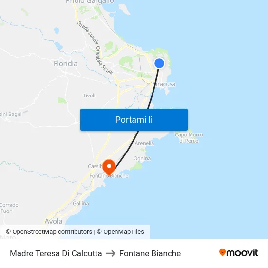 Madre Teresa Di Calcutta to Fontane Bianche map