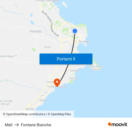 Meli to Fontane Bianche map